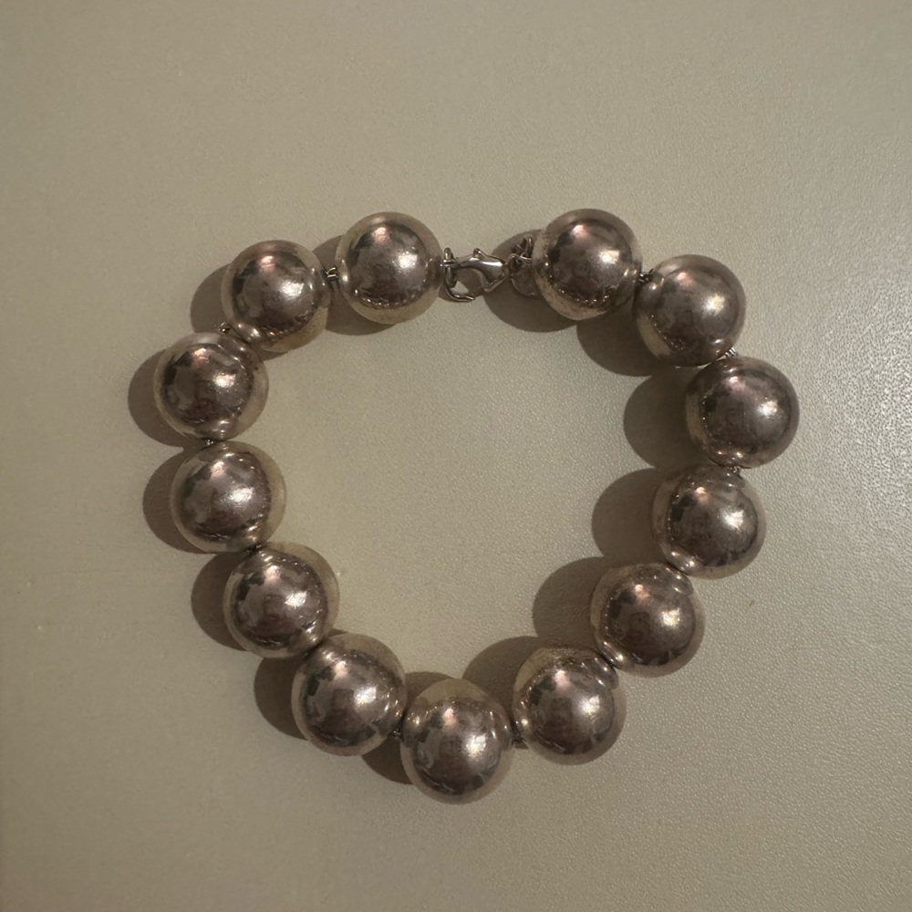 Elegant Silver Gold Beaded Bracelet